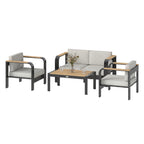 Gartenmöbel Set Aluminium Sitzgruppe für 4 Personen Wasserabweisend extra tiefe mit 2er Sofa 2 Sessel Beistelltisch
