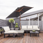 2m Tilting Wooden Pole Parasol - Deep Grey