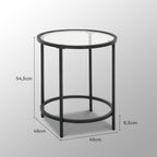 Runder Beistelltisch mit Glasplatte und Metallrahmen, kleiner Kaffeetisch f¨¹r Wohnzimmer, Schlafzimmer, Schwarz