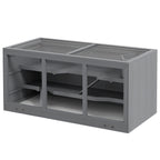 Wooden Hamster Cage, Small Animals Hutch with Tray, Openable Top, Exercise Play House Pen, 115L x 57W x 55Hcm, Grey
