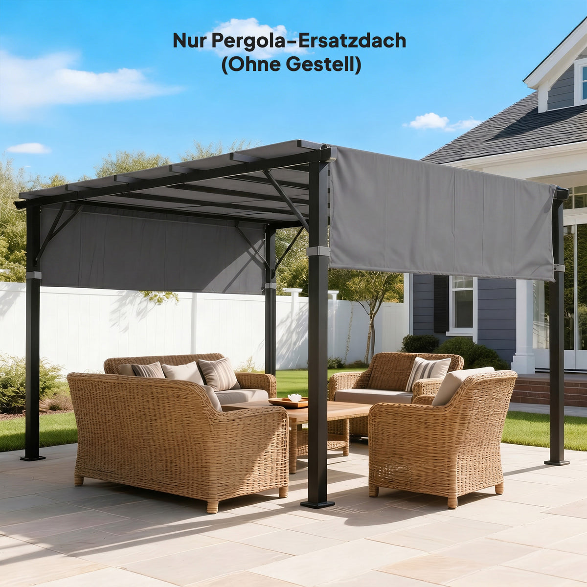 2 Pcs UV Protection Pergola Replacement Canopy, Pergola Shade Cover, Easy to Install, for 3 x 3(m) Pergola, Dark Grey