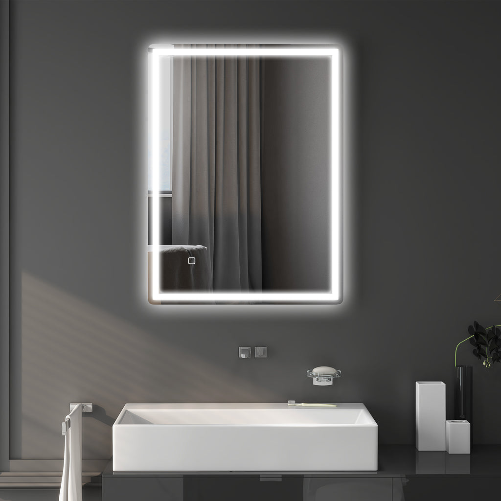Badspiegel Badezimmerspiegel Wandspiegel LED´s. Ber, gsschalter, Antibeschlagfunktion, 60 x 80 x 4 cm, Weiß