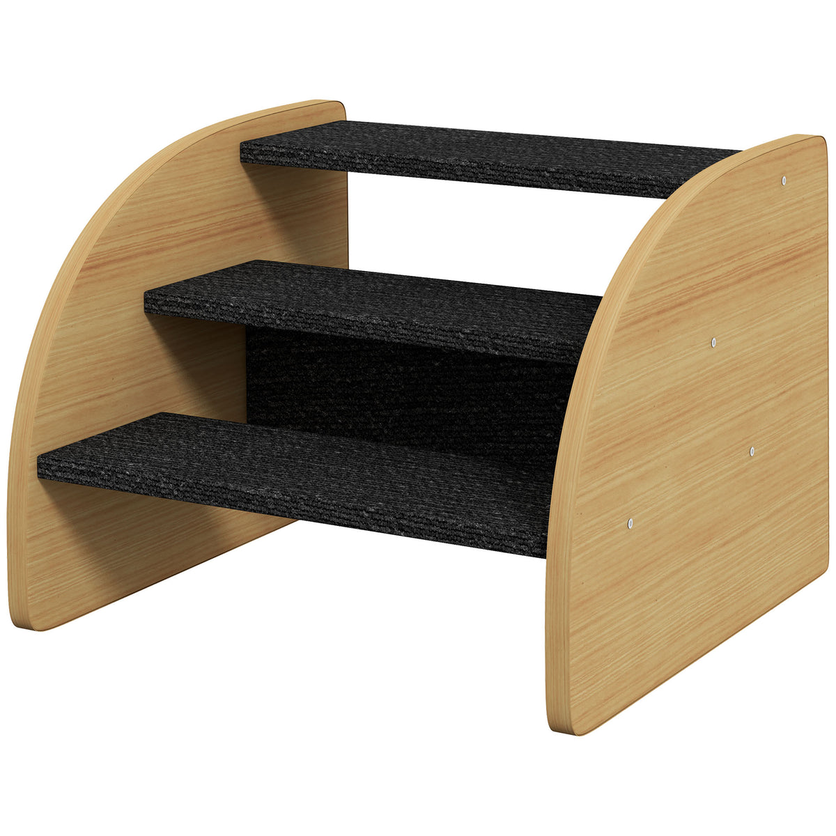 Haustiertreppe Hundetreppe, 3 Stufen, kleiner Hund, 38,5 cm x 38,5 cm x 30 cm, Eiche + Schwarz