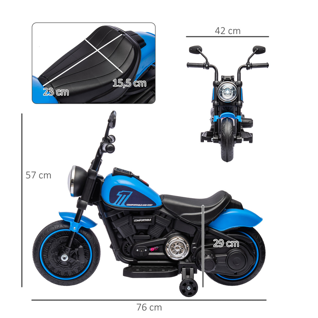 Elektrisches Kindermotorrad, Elektrisches Kinderfahrzeug, mit Scheinwerfer, 3 km/h, Blau + Schwarz