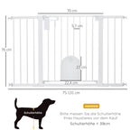 Türschutzgitter Treppenschutzgitter Hunde Absperrgitter Schutzgitter für Haustier Hundegitter Klemmbefestigung Stahl Weiß 75-131 x 76 cm