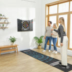 Elektronische Dartscheibe E Dartboard mit Türen Holzoptik LED Anzeige Sprachansagen 6 Dartpfeile, 24 Ersatzspitzen