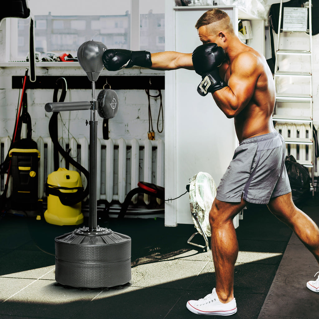 Adjustable Speed Bag, Boxing Bag, with Stand, Reflex Bar, Punching Pad, Black
