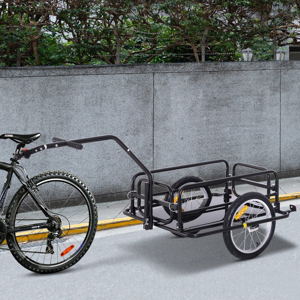Fahrradanh?nger Klappbar Lastenanh?nger mit Kupplung, Kuppler & Reflektoren Transportwagen bis 40 kg belastbar, Transportanh?nger Anh?nger f¨¹r Camping, Einkaufen, Umzug 155 x 71,5 x 77 cm