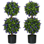 Set of 2 Artificial Plants, Lavender Flowers Ball Trees with Pot, for Home Indoor Outdoor Decor, 70cm