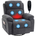 Relaxsessel Fernsehsessel 360° Drehbarer Massagesessel mit Wärme, Massage, Chenille-Optik, Dunkelgrau