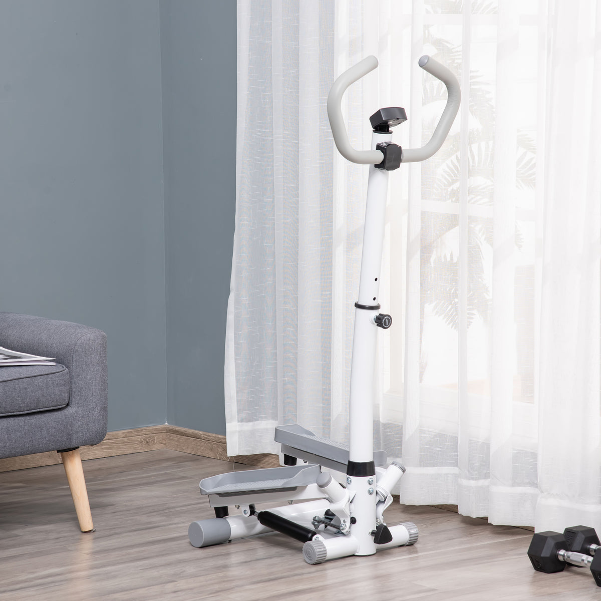 Stepper Heimtrainer f¨¹r Zuhause mit LCD-Bildschirm einstellbare Geschwindigkeit Metall ABS 55 x 53 x 118-128 cm