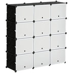 Modulares Regalsystem, Steckregal, zusammensetzbar aus 12 Würfeln 125 x 32 x 125 cm, Kunststoff+Stahl Schwarz