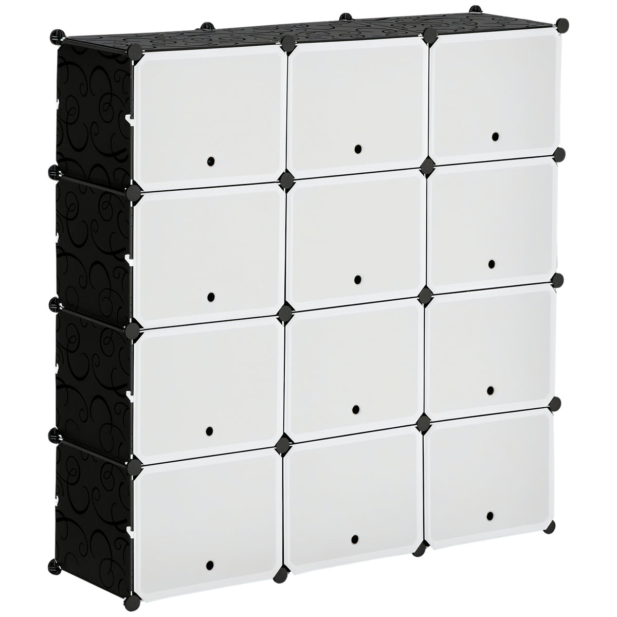 Modulares Regalsystem, Steckregal, zusammensetzbar aus 12 Würfeln 125 x 32 x 125 cm, Kunststoff+Stahl Schwarz