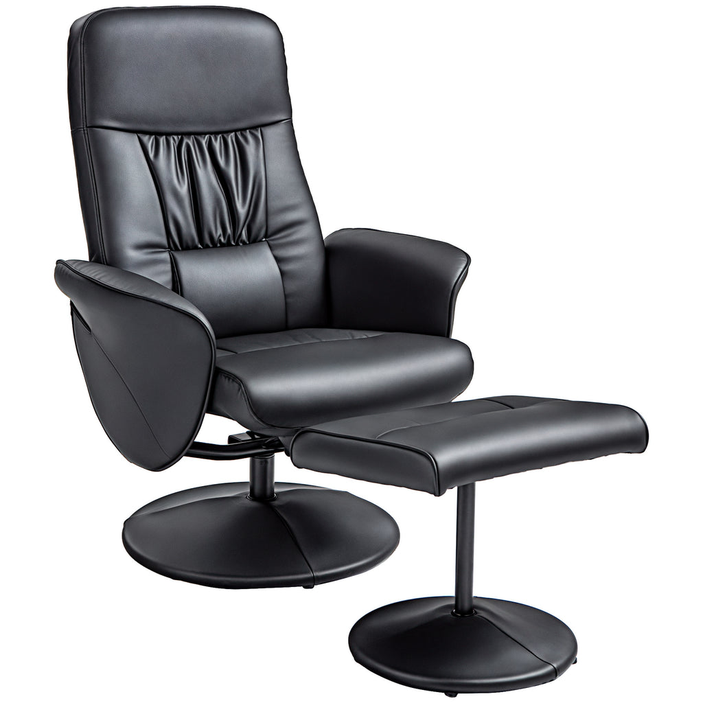 2-teiliges Sessel-Set Sessel mit Fußhocker Relaxsessel mit Fußhocker, höhenverstellbar, neigbare Rückenlehne, Schwarz
