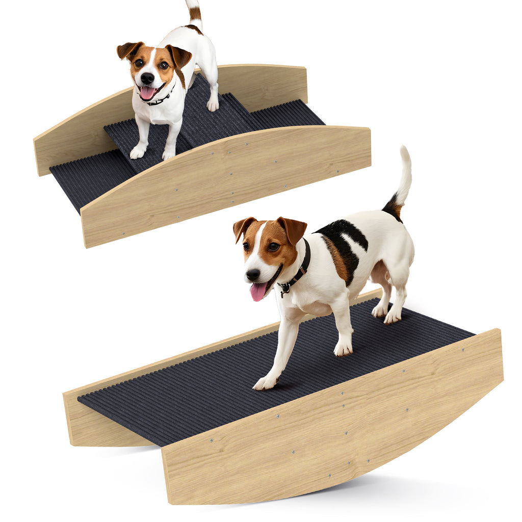 Agility Hundeschaukel, 2-in-1 Wippe und Treppe, rutschfest, Tanneholz, 80 x 39,5 cm