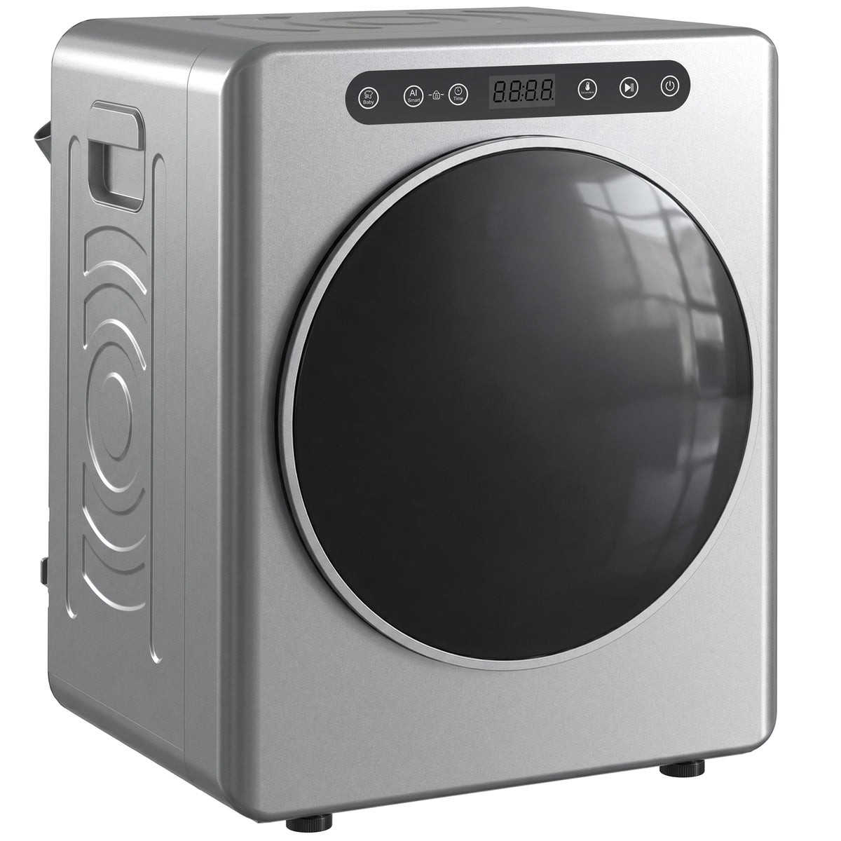 5kg Ablufttrockner, 1000W Kompakter freistehender Frontlader-Wäschetrockner mit Edelstahltrommel, Timer, Silber