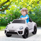 Elektro-Kinderfahrzeug, VW Käfer, 3-5 km/h, mit Fernbedienung & Musik, Weiß