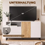 Sideboard Moderner Aufbewahrungsschrank mit 2 Soft-Close-Türen und 2 Schubladen 140x40x85 cm, Weiß