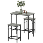 Bartisch Set Bartisch mit Barhocker-Set Esstisch mit 2 Stühlen mit Rutschfestem Fußpolster Grau