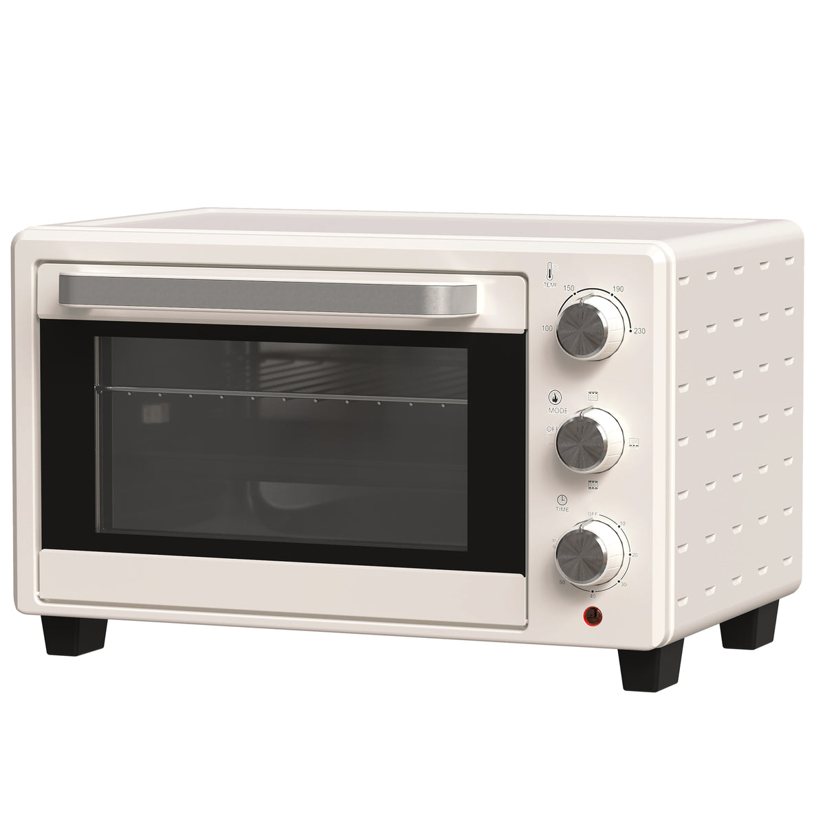 Minibackofen, 21 L Toasterofen mit 1 Drahtgestell und 1 Backblech, 3 Kochmodi, 100 °C-230 °C, Edelstahl, Glas, Cremeweiß