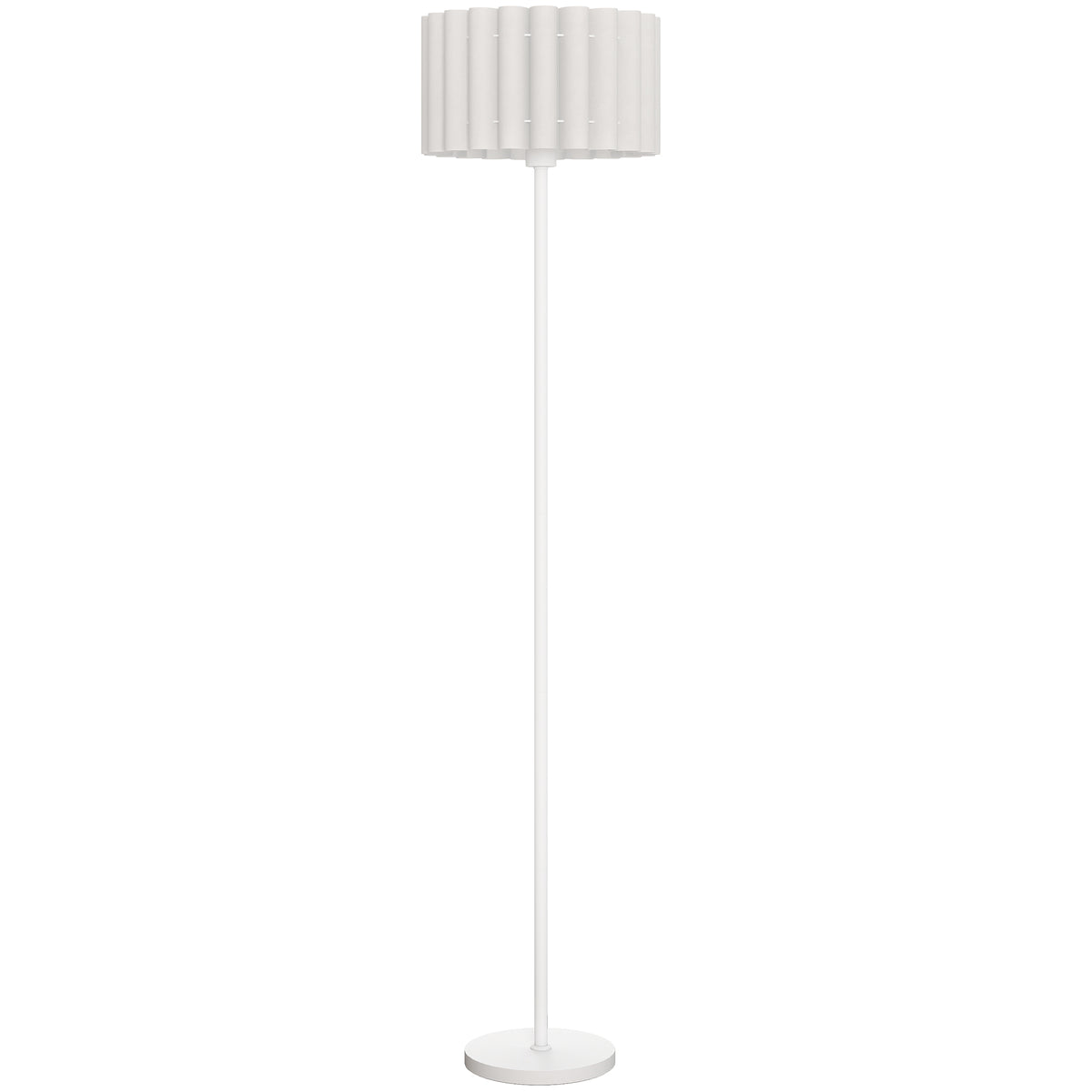 Stehlampe im Retro-Stil, Kunststoff-Lampenschirm, Fußschalter, Metallstab, Weiß