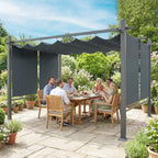 Pergola 3 x 4 m Terrassenüberdachung mit Schiebedach, automatisch einziehbaren Rollos, UV50+ Aluminiumrahmen