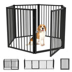 Welpenauslauf, Hundeauslauf, Welpengehege, 6 Paneele mit Tür, faltbarer und tragbarer Hundezaun, Stahl, Schwarz