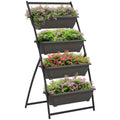 Pflanzentreppe Blumentreppe Pflanzenregal, stapelbar, wetterbest?ndig, 76 cm x 79 cm x 162 cm, Braun
