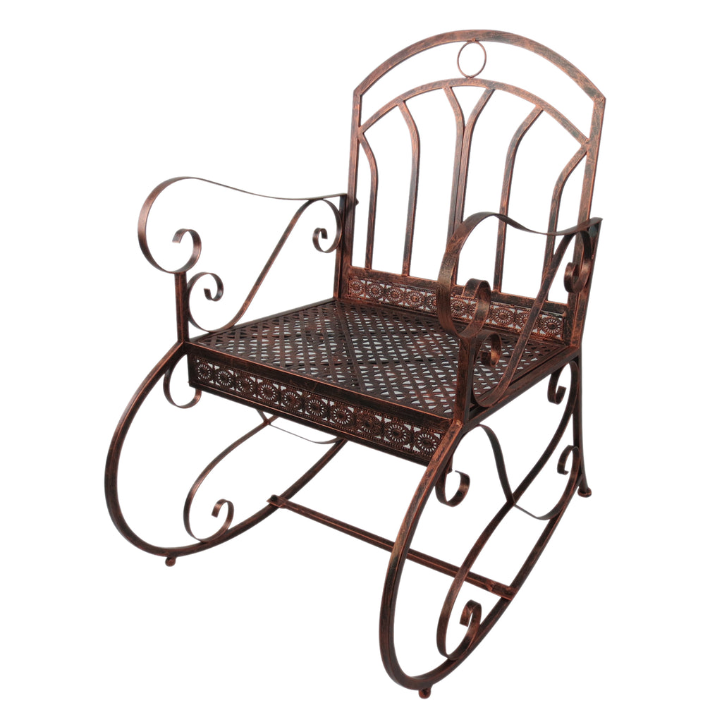 Schaukelstuhl Gartenstuhl, Vintage-Design, 61cm x 79cm x 90cm, Braun + Schwarz