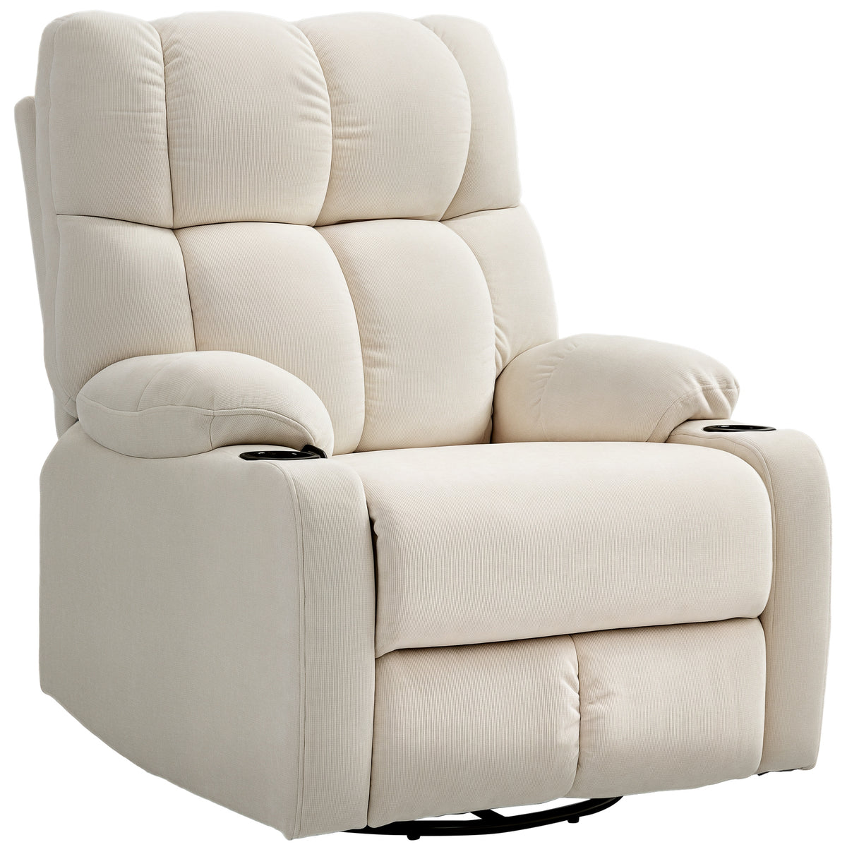 Relaxsessel mit Fu?st¨¹tze, Liegesessel, drehbar, bis 150 kg, Stahlrahmen, 88x96x108cm, Beige