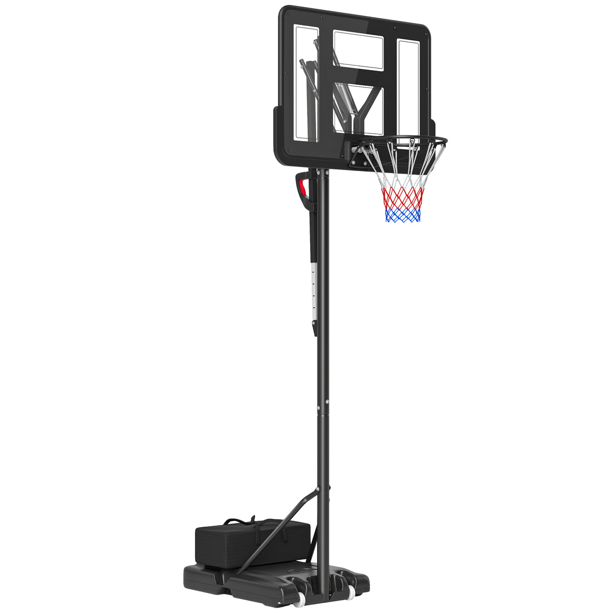 Basketballständer, höhenverstellbare Korbhöhe 235-305 cm, befüllbare Basis mit Rädern, Schwarz