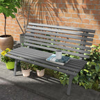 Gartenbank Sitzbank Parkbank, Lattendesign, wetterbeständig, Aluminium, 123 x 67 x 79 cm, Grau