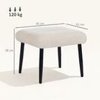 Sitzhocker Hocker mit weichem Sitzkissen Stahlbeinen Fu?hocker mit Chenille-Stoff, 45 x 41 x 38 cm, Cremewei?