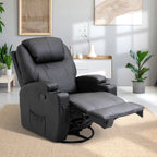 Relaxsessel Massagesessel Fernsehsessel mit Liegefunktion Vibration Fußteil Seitentasche, TV Sessel Liegesessel Ruhesessel für Wohnzimmer, Schwarz