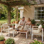 Gartenmöbel Set 4-teilig Polyrattan Lounge-Set mit Zweisitzer 2 Sessel Glastisch abnehmbar Kissen rutschfesten Matte