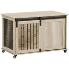Hundebox auf Rädern, Schiebetür, 100 x 56 x 65 cm, Holz, Stahl