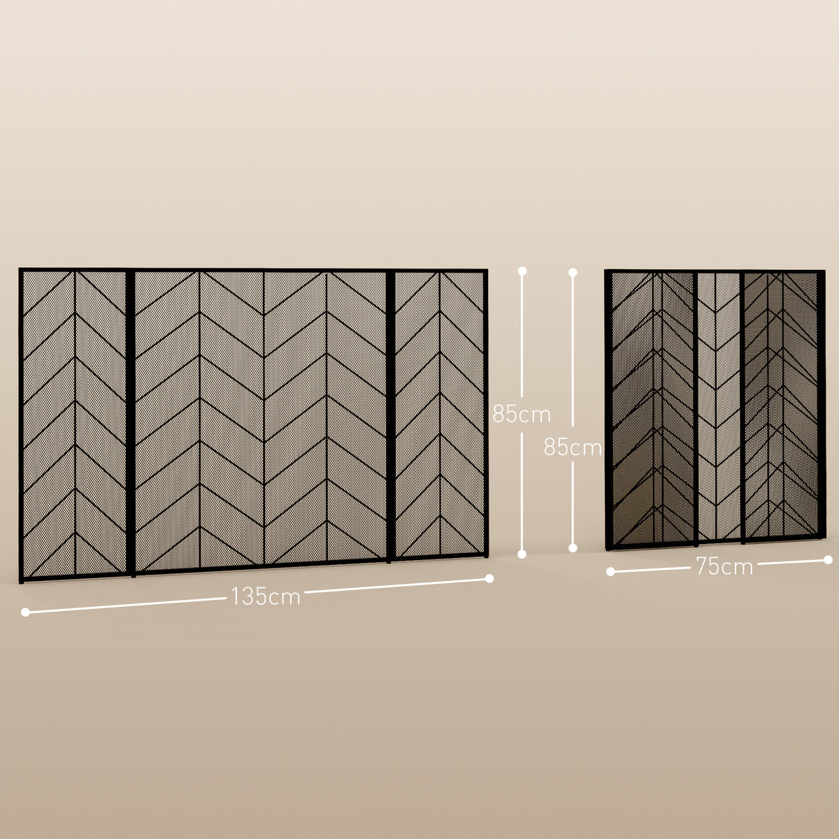 Funkenschutz für Kamine, eleganter Funkenfänger, faltbar, beschichtet, Schwarz, 135 x 85 cm