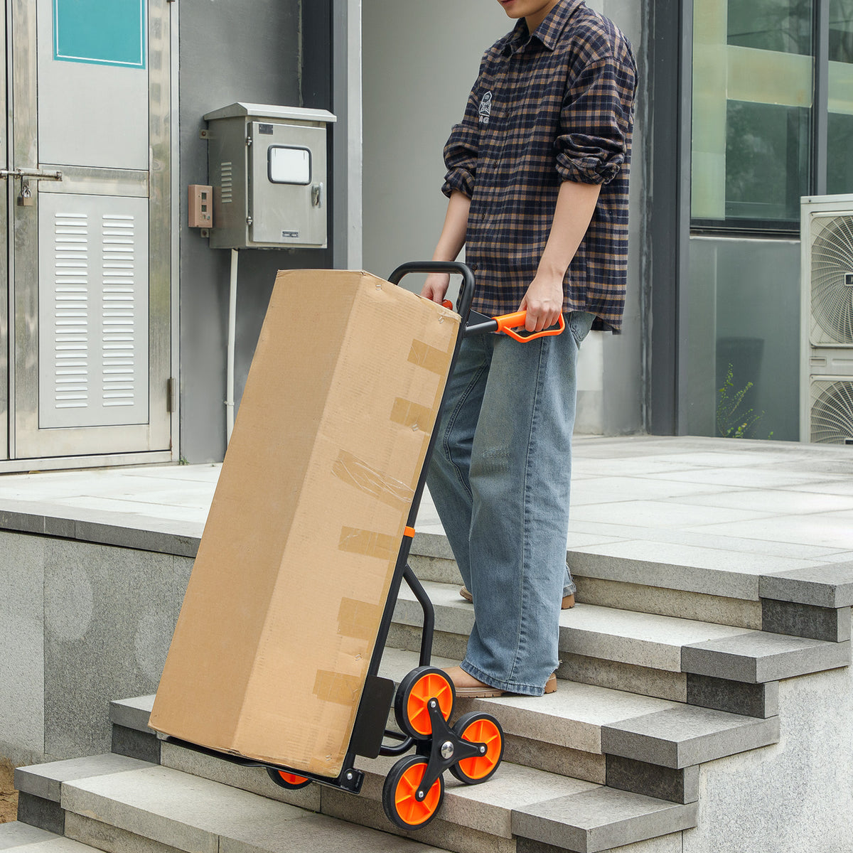 Six-Wheel Folding Sack Barrow Trolley - Black/Orange
