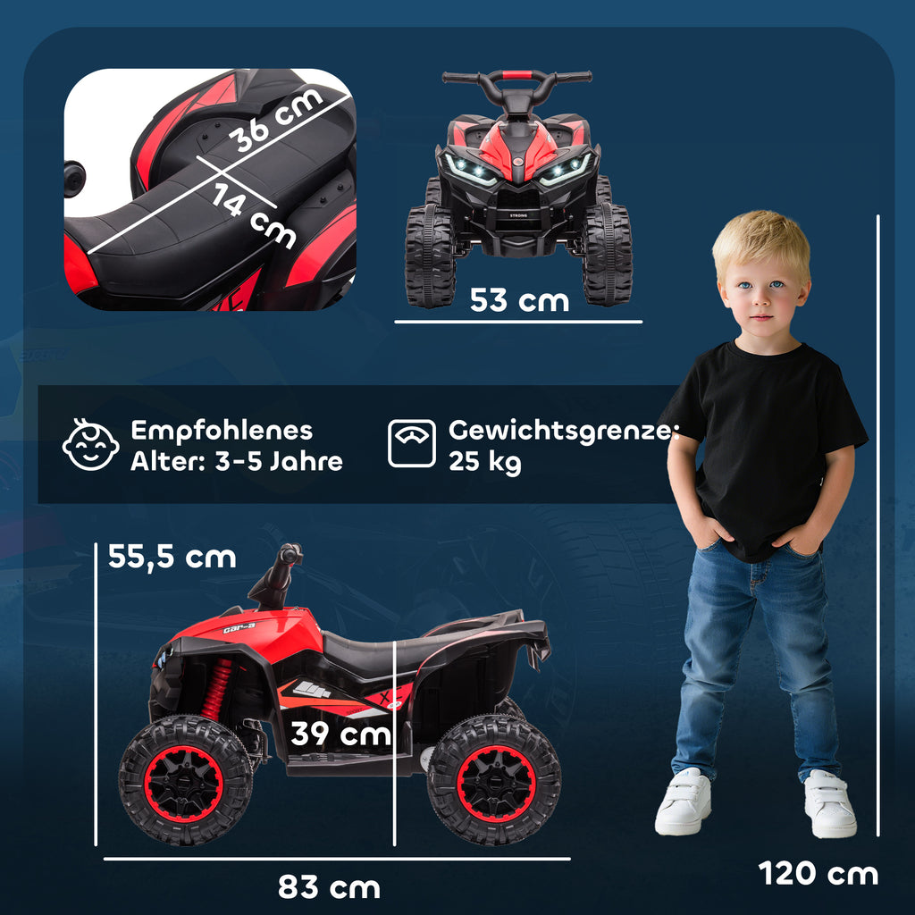 Elektro-Kinderquad, LED-Scheinwerfer, Sto?d?mpfer, ergonomischer Sitz, Rot+Schwarz