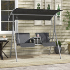 Hollywoodschaukel, 2-Sitzer, mit Dach und Tisch, Metallrahmen, bis 180 kg, 175x110x165 cm, Schwarz
