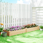 Hochbeet Holz, Pflanzbeet mit Trennwand Offenem Boden, Frühbeet Gartenbeet 235 x 66 x 26 cm Naturholz