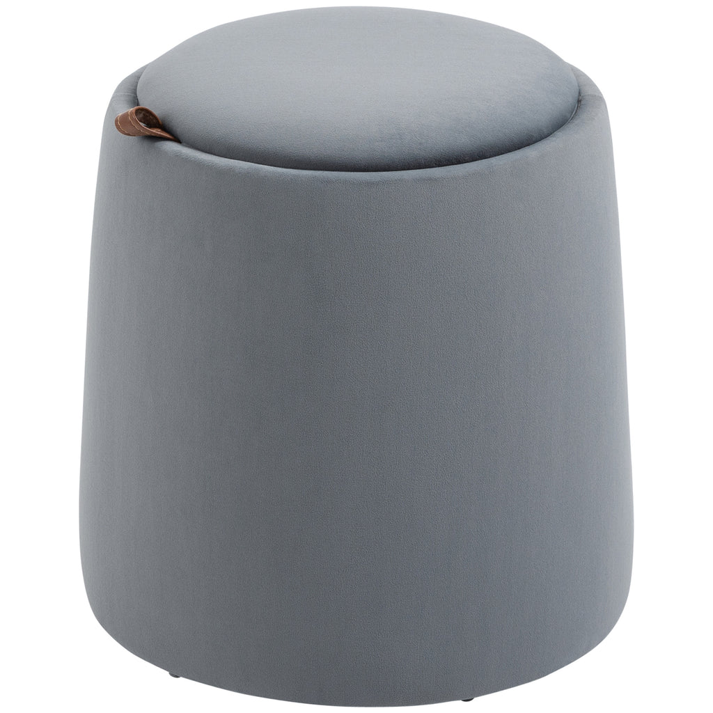 2-in-1 Hocker in Samtoptik inklusive Stauraum und abnehmbaren Deckel Ø44 cm x 47,5 cm Grau