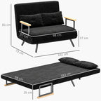 Schlafsofa 2er-Sofa Samtsofa, Schlaffunktion, inkl. 2 Kissen, Samtoptik, Schwarz