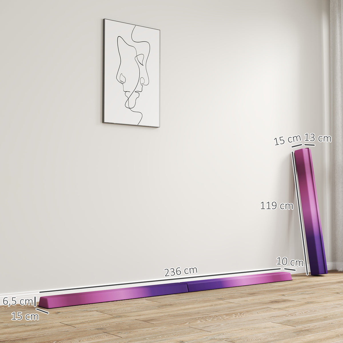 236 cm Klappbarer Schwebebalken für Jugendliche 80kg Violett