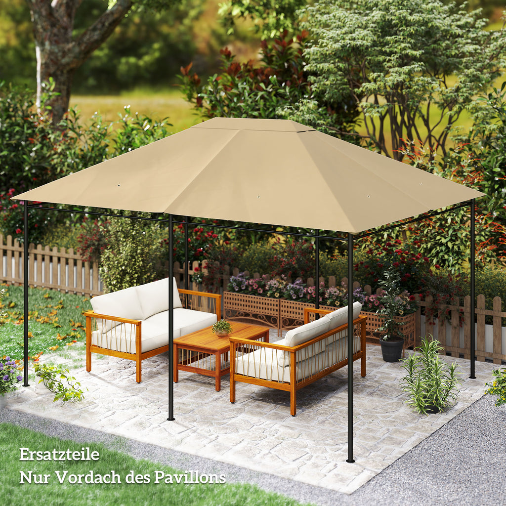 3 x 4m Gazebo Canopy Replacement Cover, Gazebo Roof Replacement (TOP COVER ONLY), Khaki