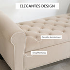 Sitzbank im Vintage-Design, Sitzbank mit Stauraum, Samtoptik, Beige
