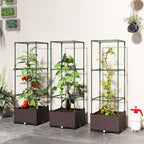 Hochbeet mit Rankgitter 3er Set Pflanzkasten Blumenkasten mit Abflusslöchern