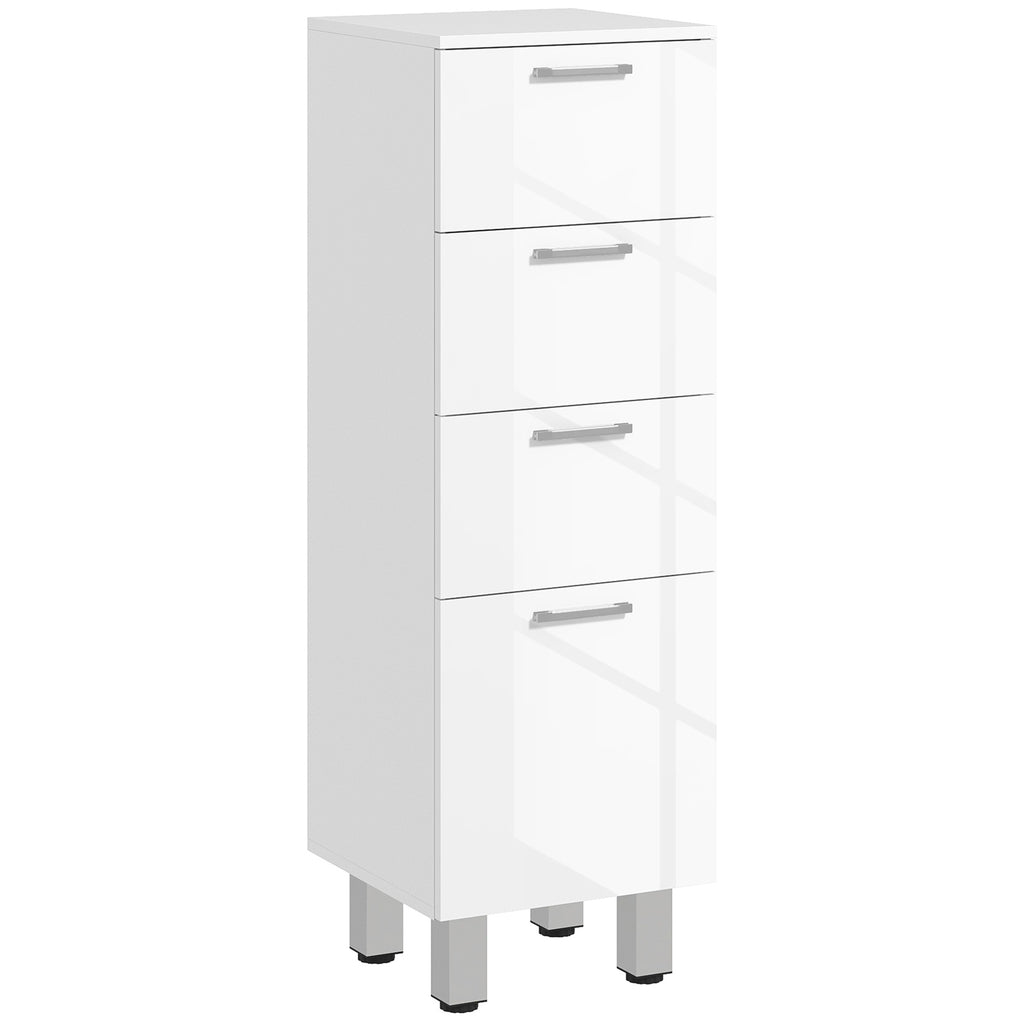 Badezimmerschrank, Badschrank, 4 Schubladen, Spanplatte, glatt, Wei?
