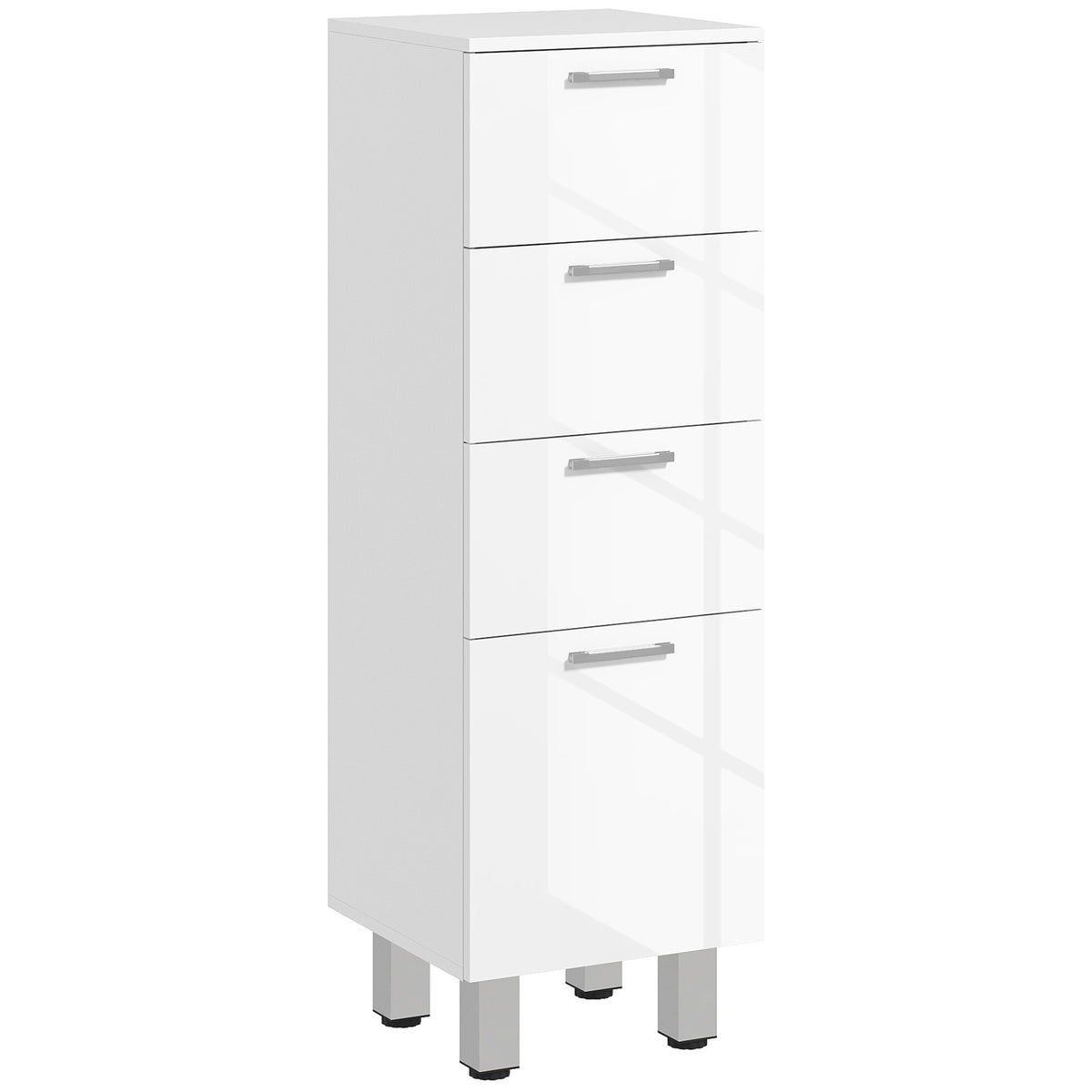 Badezimmerschrank, Badschrank, 4 Schubladen, Spanplatte, glatt, Wei?
