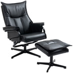 Relaxsessel mit Hocker, drehbar, neigbare Rückenlehne, Stahlrahmen, schwarz